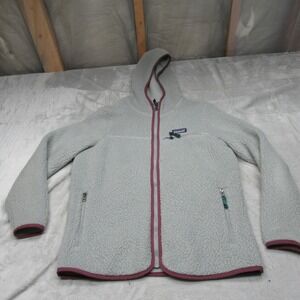 Patagonia Jacket Womens Medium Gray Retro‎ Pile Hoodie Full Zip Fleece Winter